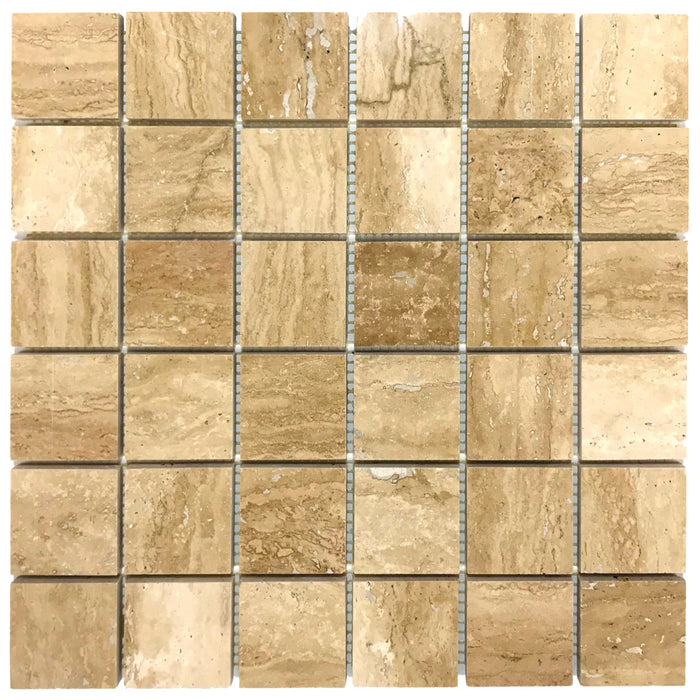 Patara 12" x 12" Honed Travertine Mesh-Mounted Mosaic Tile - Belair Collection