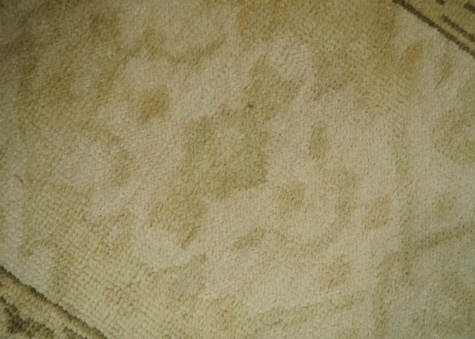 2x3 Hand Knotted Beige and Olive Traditional  Oushak Wool Rug