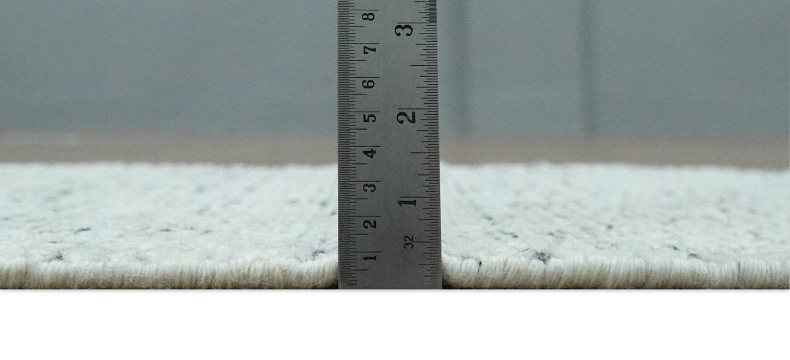 2x3 Hand Knotted Ivory and Charcoal Stripes Tribal Pattern Wool Rug