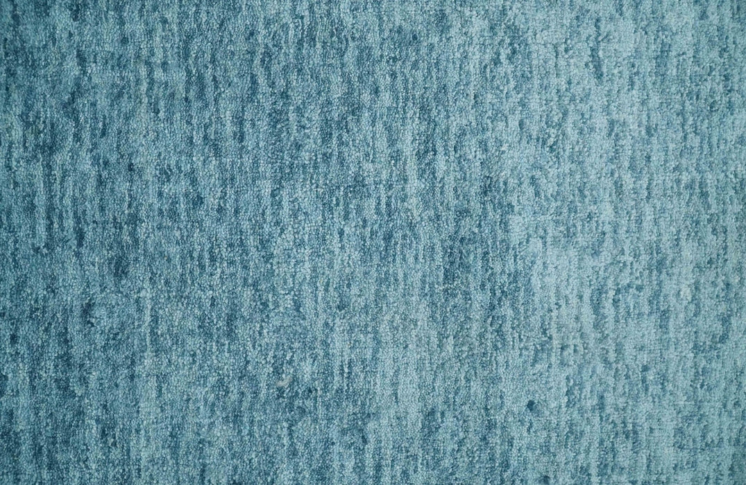 2x3 Hand Woven Modern Solid Blue Wool Rug