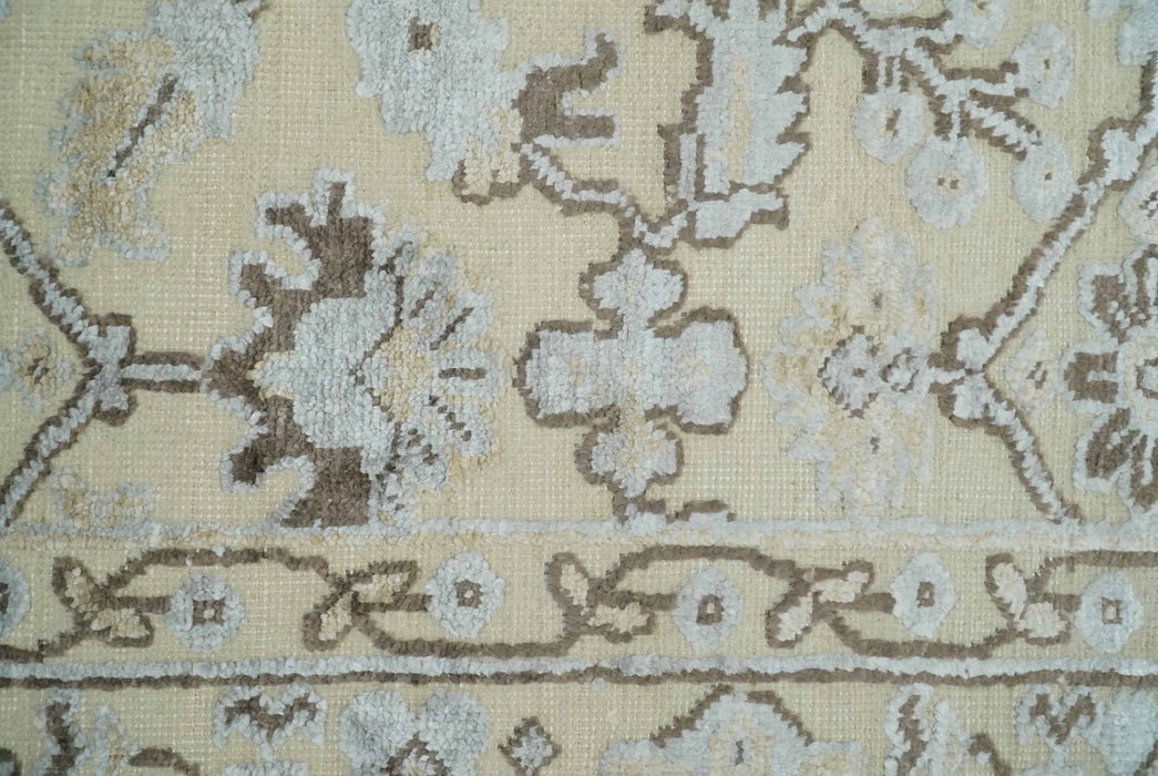 2x4 Hand Knotted Beige And silver Traditional Persian Oushak Wool Rug