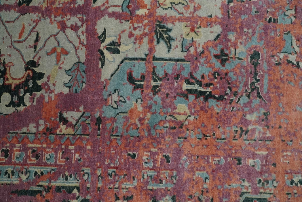 2x4 Hand Knotted Modern Abstract Rust And Purple Wool Rug