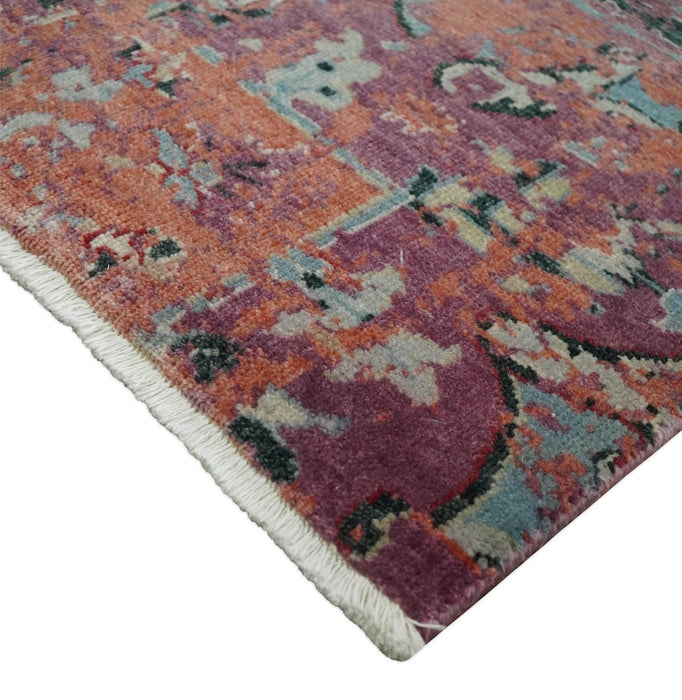 2x4 Hand Knotted Modern Abstract Peach and Ivory Wool Rug| N8424