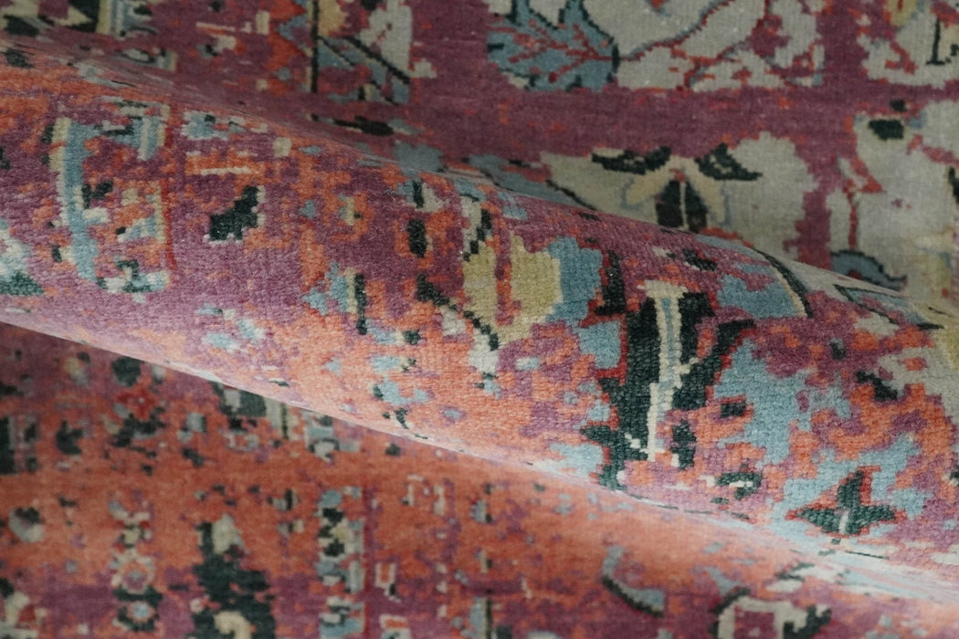 2x4 Hand Knotted Modern Abstract Rust And Purple Wool Rug