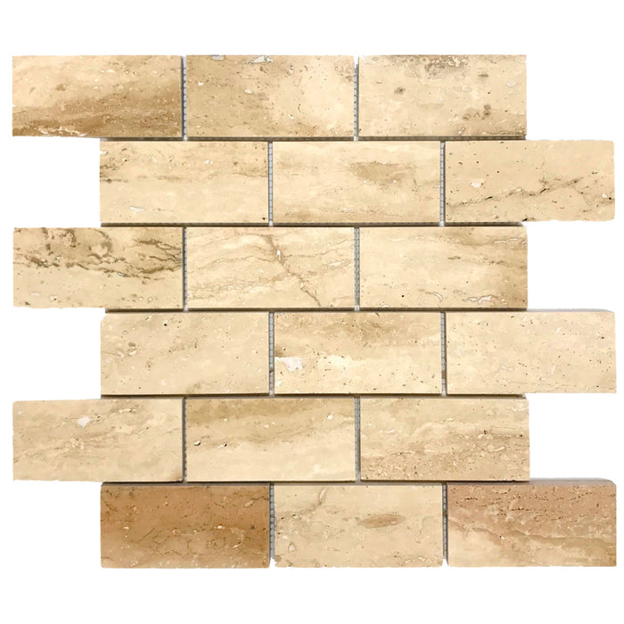 Patara 12" x 12" Honed Travertine Mesh-Mounted Mosaic Tile - Belair Collection