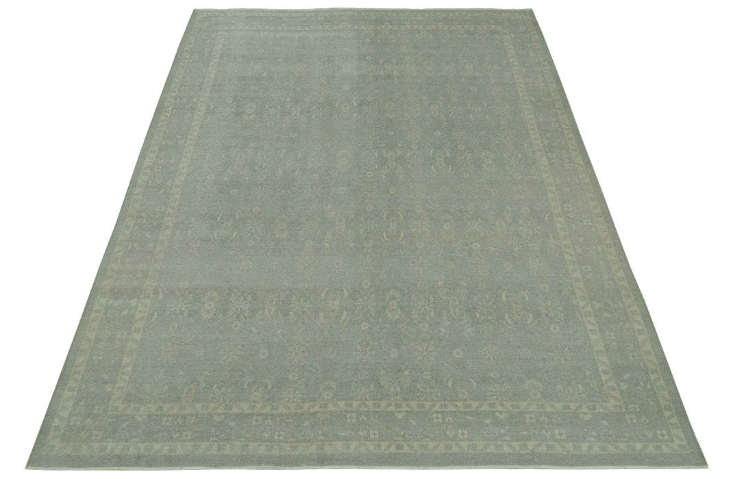 Custom Made Silver Traditional Silver Hand Knotted Wool Rug