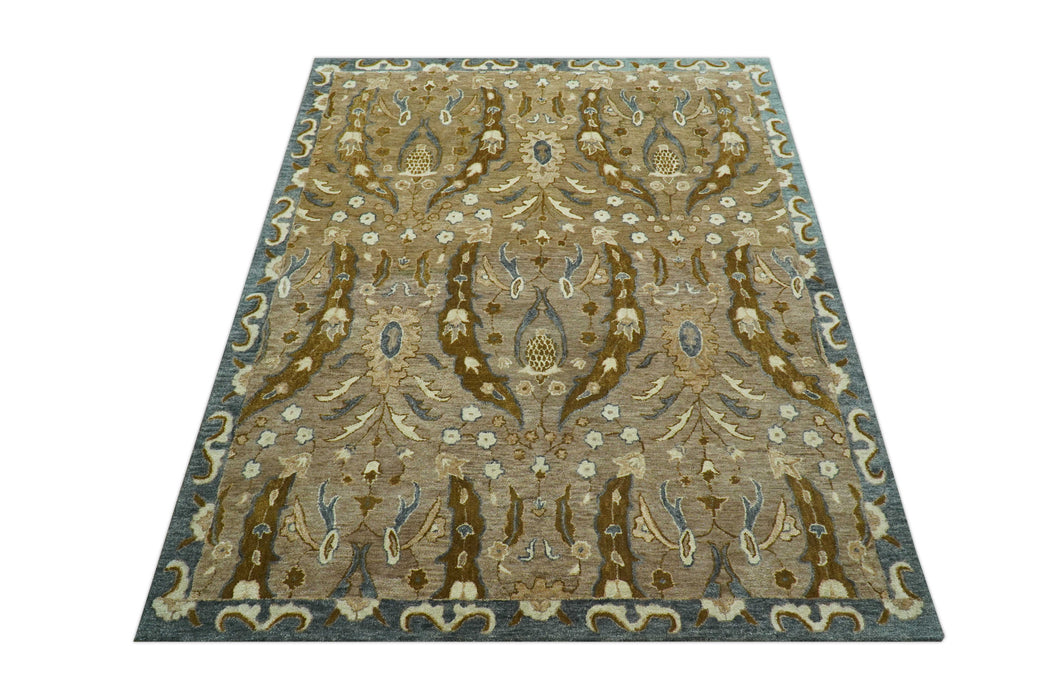 Custom Made Traditional Oushak Brown Hand Tufted Wool Area Rug