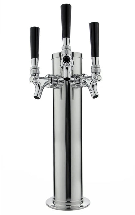 14" Tall Polished Stainless Steel 3-Faucet Draft Beer Tower - Standard Faucets