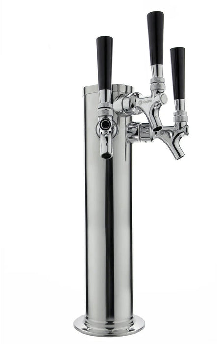 14" Tall Polished Stainless Steel 3-Faucet Draft Beer Tower - Standard Faucets