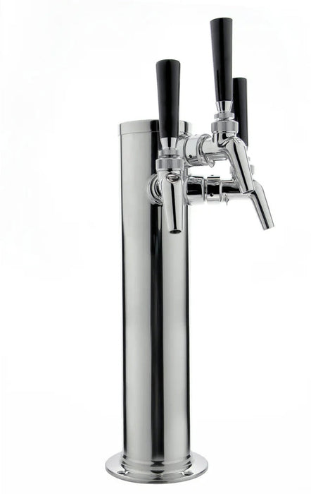 14" Tall Polished Stainless Steel 3-Faucet Draft Beer Tower - Perlick Faucets