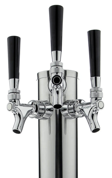 14" Tall Polished Stainless Steel 3-Faucet Draft Beer Tower - Standard Faucets