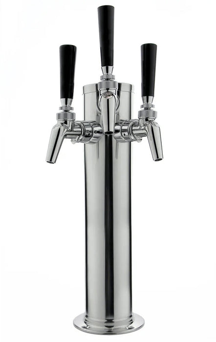 14" Tall Polished Stainless Steel 3-Faucet Draft Beer Tower - Perlick Faucets