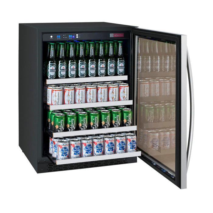 24" Wide FlexCount II Tru-Vino Stainless Steel Right Hinge Beverage Center