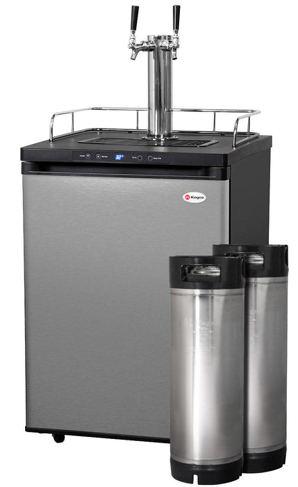 24" Wide Homebrew Dual Tap Stainless Steel Digital Kegerator with Keg