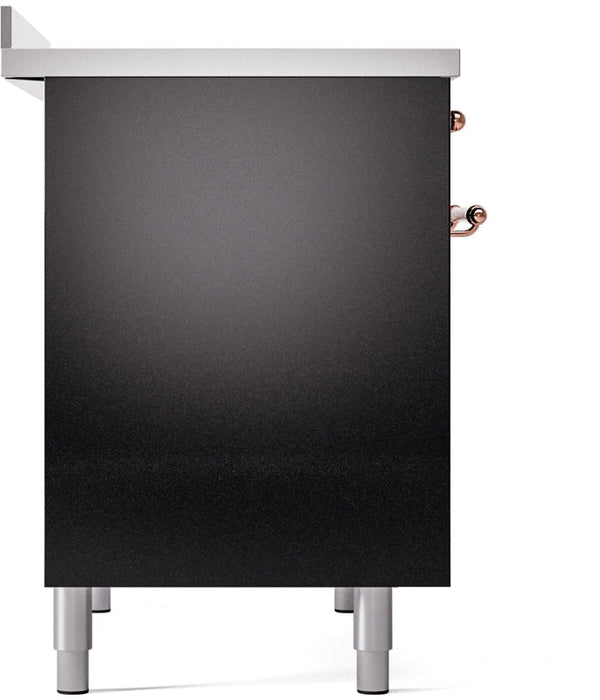 ILVE Nostalgie II 40" Induction Range with Element Stove and Electric Oven in Black with Copper Trim, UPDI406NMPBKP