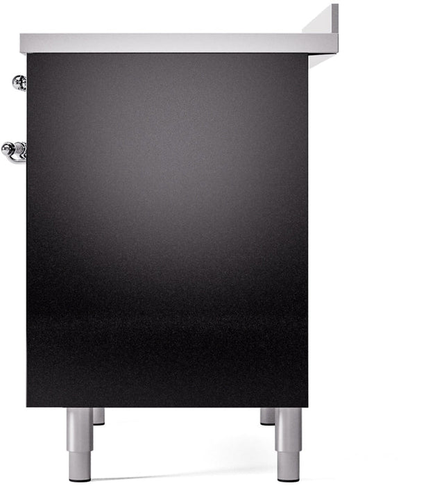 ILVE Nostalgie II 40" Induction Range with Element Stove and Electric Oven in Black with Chrome Trim, UPDI406NMPBKC