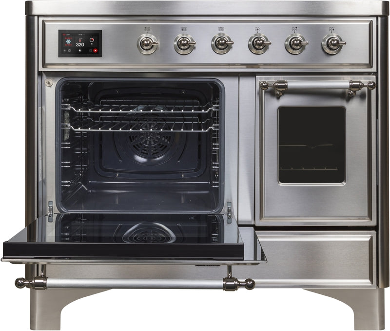 ILVE Majestic II 40" Induction Range with Element Stove and Electric Oven in Stainless Steel with Chrome Trim, UMDI10NS3SSC