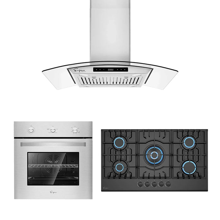 3 PCS / 36" Gas Cooktop & 36" Range Hood & 24" Wall Oven-36RH09 & 36GC27 & 24WO10L