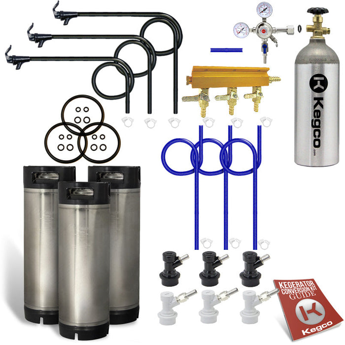 Three Tap Homebrew Party Kegerator Kit with 5 lb. CO2 Tank - Ball Lock