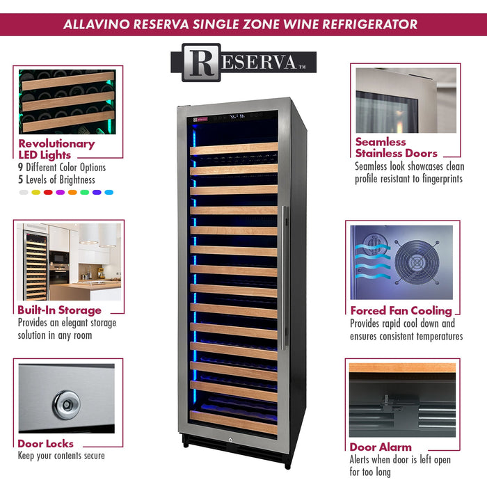 Reserva Series 317 Bottle 71" Tall Three Zone Stainless Steel Side-by-Side Wine Refrigerator