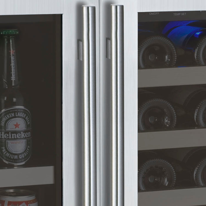 30" Wide FlexCount II Tru-Vino 30 Bottle/88 Can Dual Zone Stainless Steel Side-by-Side Wine Refrigerator/Beverage Center