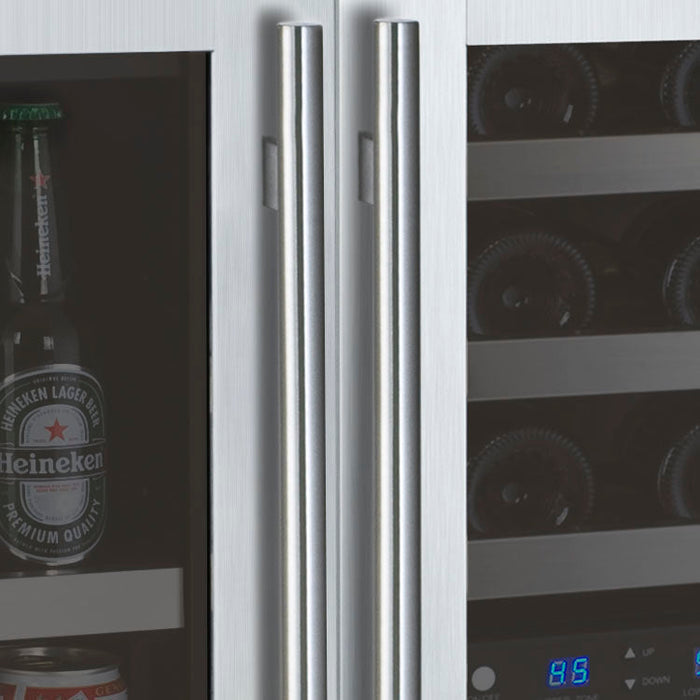 30" Wide FlexCount II Tru-Vino 30 Bottle/88 Can Three Zone Stainless Steel Side-by-Side Wine Refrigerator/Beverage Center