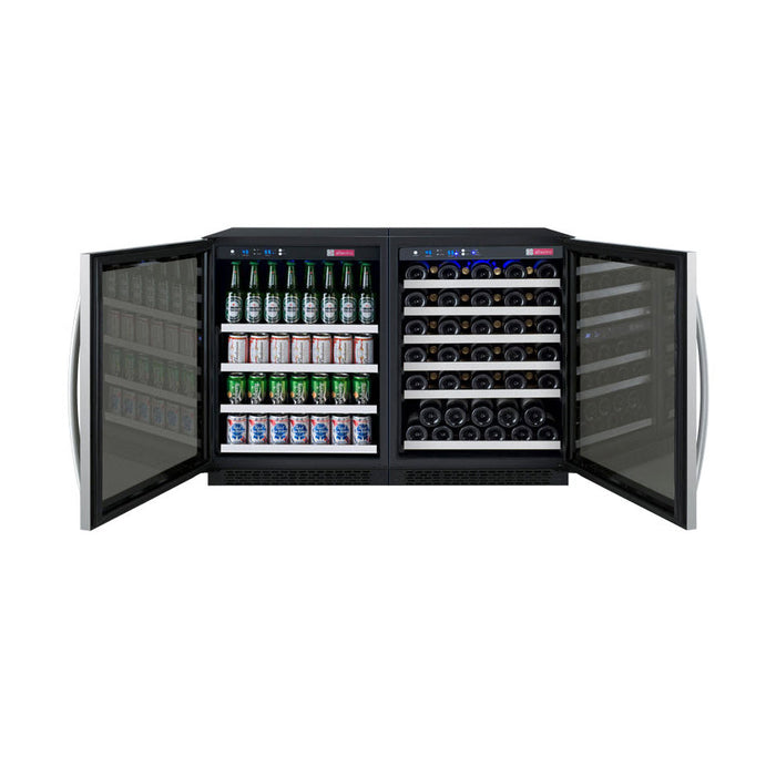 47" Wide FlexCount II Series 56 Bottle/154 Can Dual Zone Stainless Steel Side-by-Side Wine Refrigerator/Beverage Center