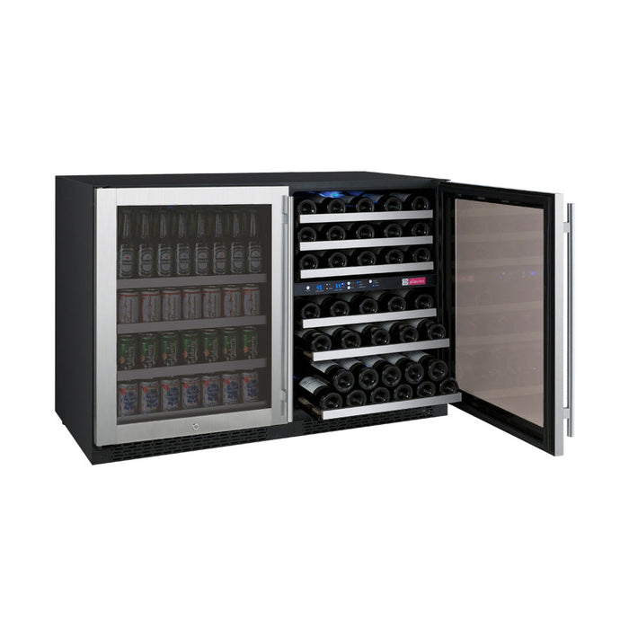 47" Wide FlexCount II Tru-Vino 56 Bottle/124 Can Stainless Steel Side-by-Side Wine Refrigerator/Beverage Center