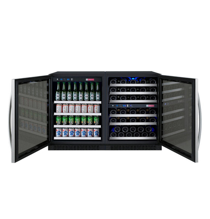 47" Wide FlexCount II Tru-Vino 56 Bottle/124 Can Stainless Steel Side-by-Side Wine Refrigerator/Beverage Center