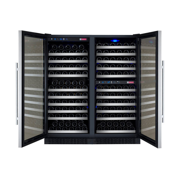 47" Wide FlexCount II Tru-Vino 249 Bottle Three Zone Stainless Steel Side-by-Side Wine Refrigerator