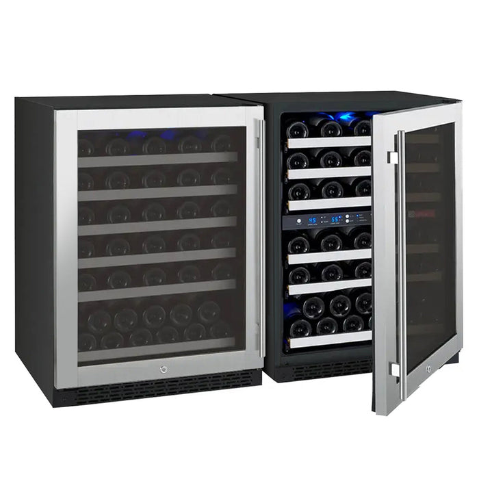 47" Wide FlexCount II Tru-Vino 112 Bottle Three Zone Stainless Steel Side-by-Side Wine Refrigerator