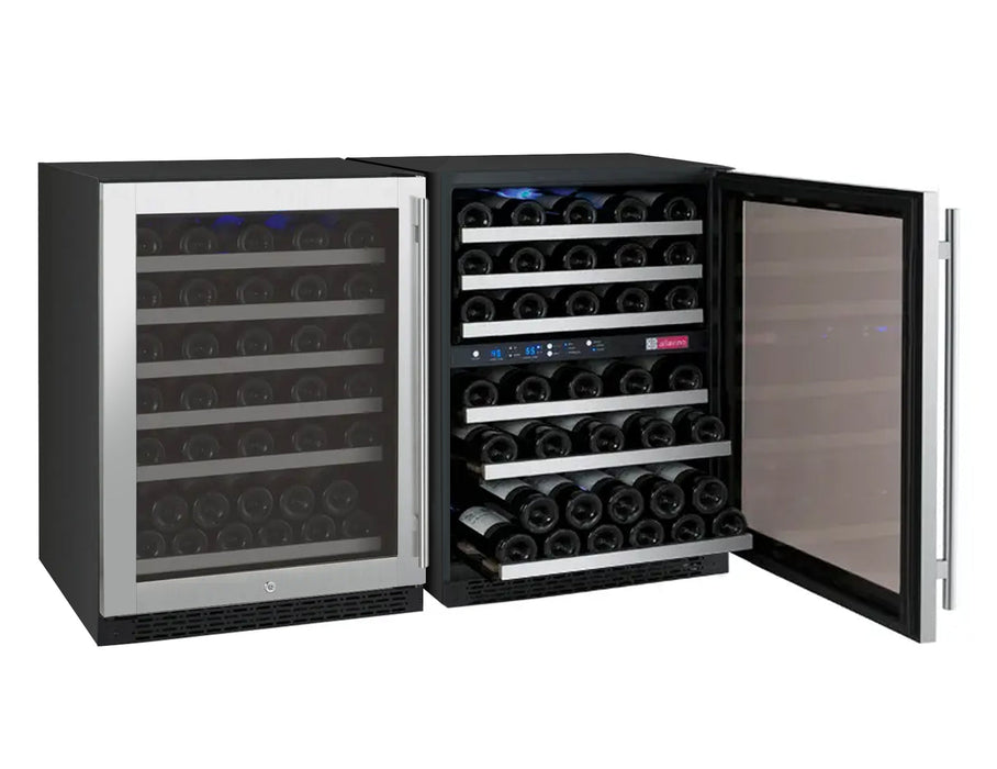 47" Wide FlexCount II Tru-Vino 112 Bottle Three Zone Stainless Steel Side-by-Side Wine Refrigerator