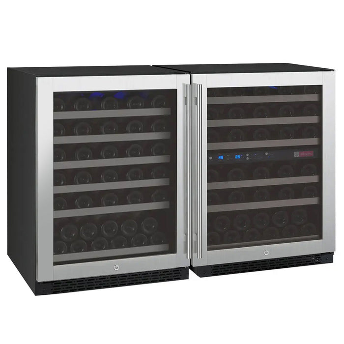 47" Wide FlexCount II Tru-Vino 112 Bottle Three Zone Stainless Steel Side-by-Side Wine Refrigerator