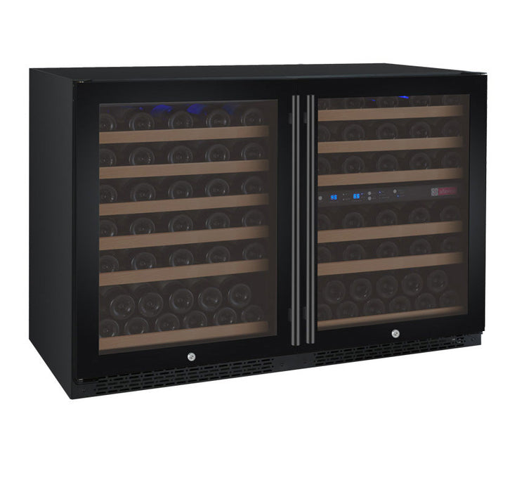 47" Wide FlexCount II Tru-Vino 112 Bottle Three Zone Black Side-by-Side Wine Refrigerator