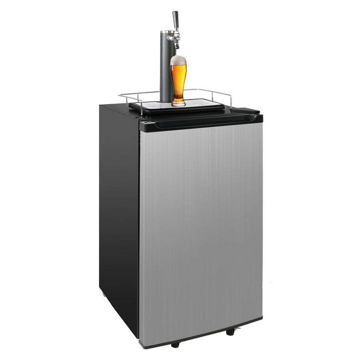 3.4 Cu.Ft Beer Kegerator Beverage Refrigerator with Casters Single Tap Direct Draw Beer Dispenser