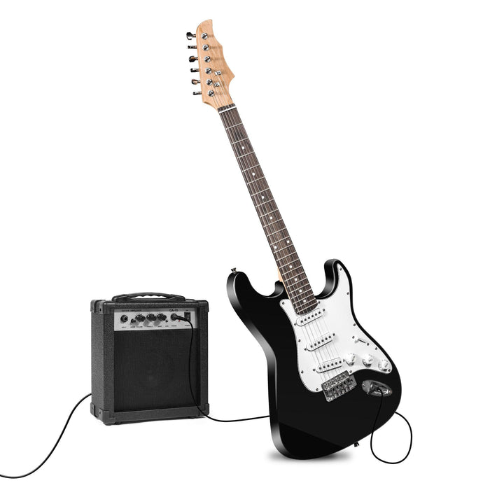 39.5" Full Size Electric Guitar Kit for Beginners with Amplifier, Black and White