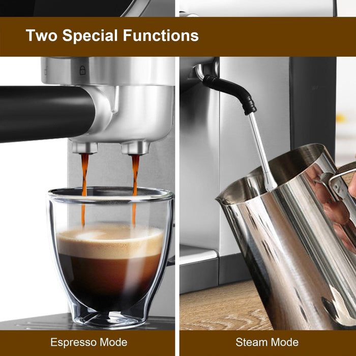 Espresso Machine 20-Bar Pump Manual Coffee Maker with Milk Frother Steam Wand