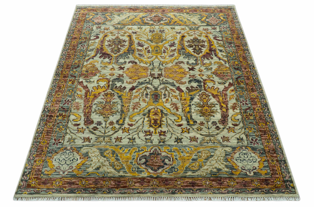 Custom Made Transitional Silver, Gold and Gray Hand Knotted Wool Rug