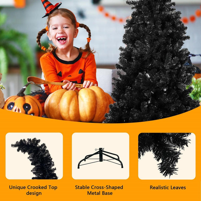 6.9ft Black Bendable Santa Hat Style Artificial Christmas Tree Xmas Halloween Tree, 1050 Branch Tips