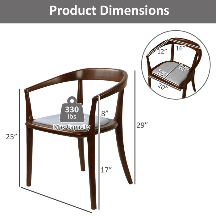 Mid-Century Modern Dining Chair Beech Wood Upholstered Side Chair with Armrest Fully Assembled