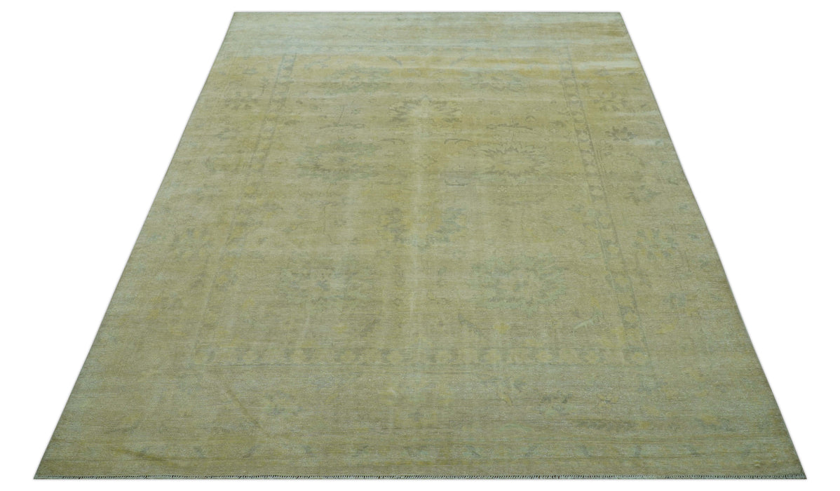 Traditional Turkish (Oushak) Design Gold And Gray Hand Knotted 8x10 Wool Area Rug