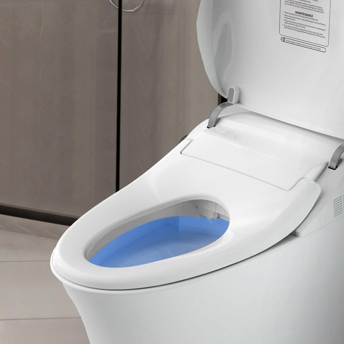 Electronic Smart One Piece Toilet Bidet with Heated Seat, Off-Seat Auto Flushing and Dryer, Self-Cleaning Nozzle, LED Night Light