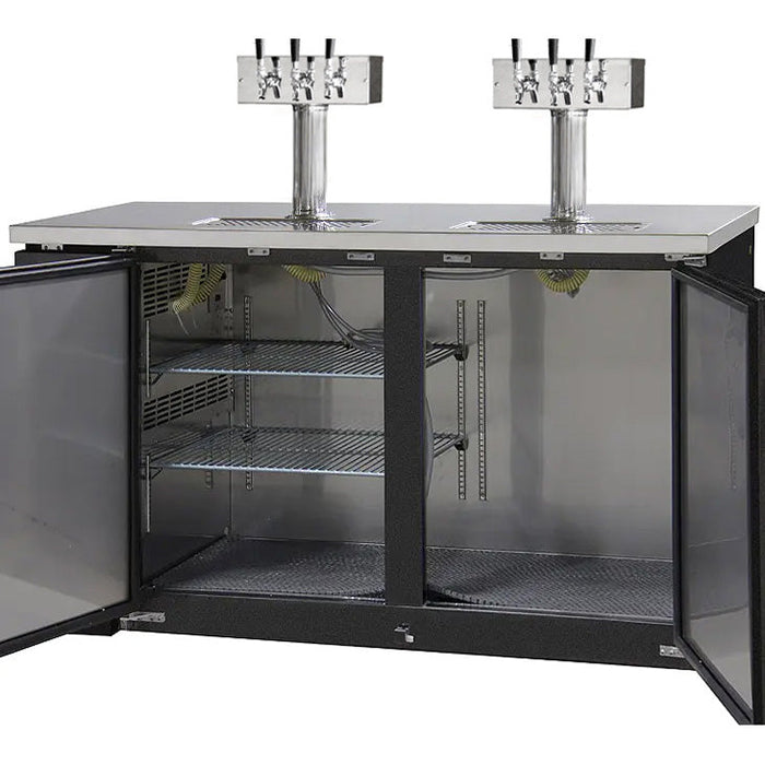 61" Wide Six Tap Black Craft Beer Kegerator