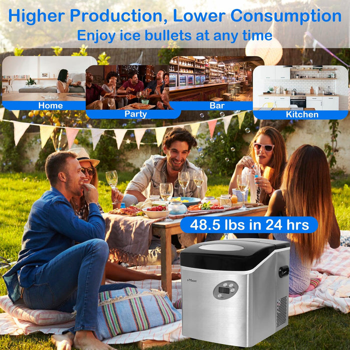 48.5lbs/24H Portable Ice Maker Machine with Self-Cleaning, Ice Maker with Handle