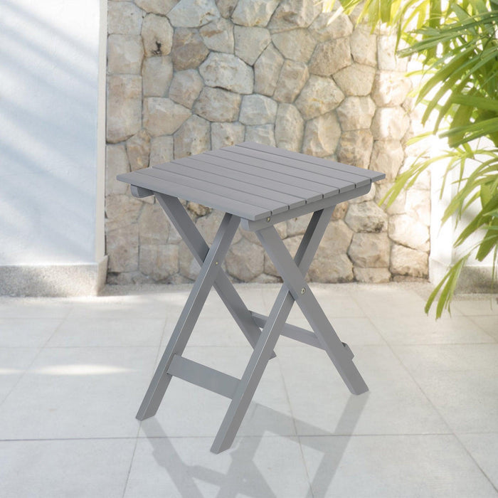 13.7" Square Outdoor Patio Folding Side Table Wood Portable End Table, Gray