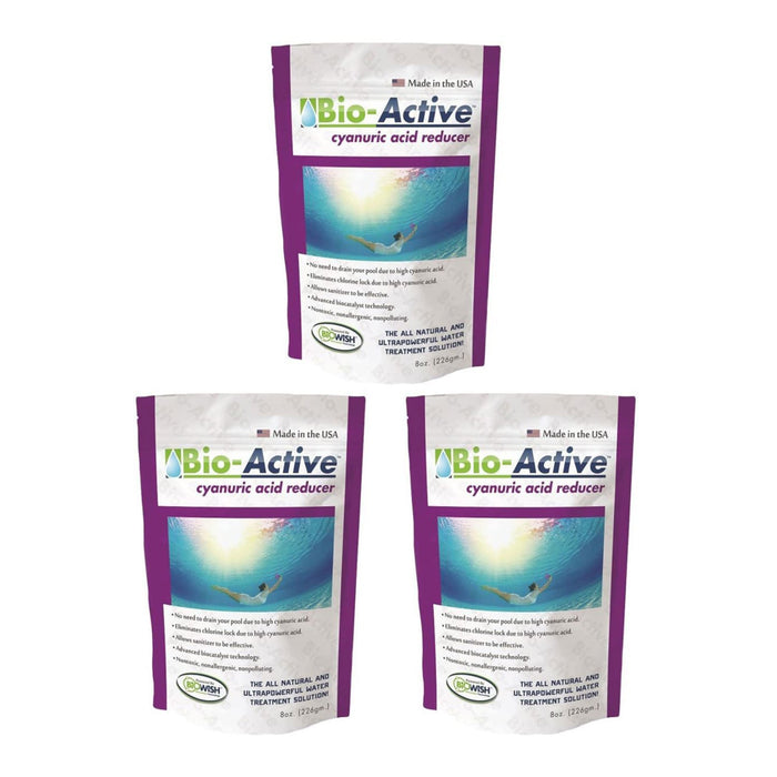 Bio-Active Non Polluting Cyanuric Acid Reducer Powder for Pools, 8 Oz (3 Pack)