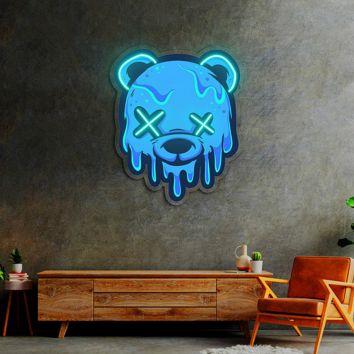 Neon Sign Bear Uv Print Neon , Custom logo sign, Bear wall art, Neon Sign Custom, Coffee Shop Decor, Business logo sign led light