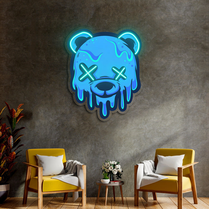 Neon Sign Bear Uv Print Neon , Custom logo sign, Bear wall art, Neon Sign Custom, Coffee Shop Decor, Business logo sign led light