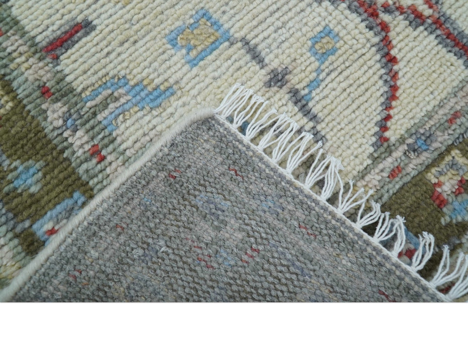 3x5 Hand knotted Beige And Blue Traditional Design Wool Area Rug