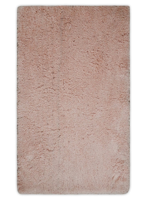 Solid Plush and Soft 3x5, 4x6 and 5x7 Hand Woven Shag Peach Area Rug | SHAG11